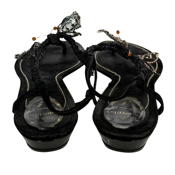 Rene Caovilla black gold butterfly thong sandals size 10 / eu 40 - Picture 5 of 7